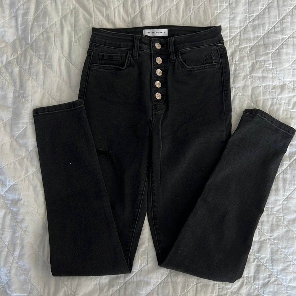 Flying Monkey Black Distressed Skinny Jeans